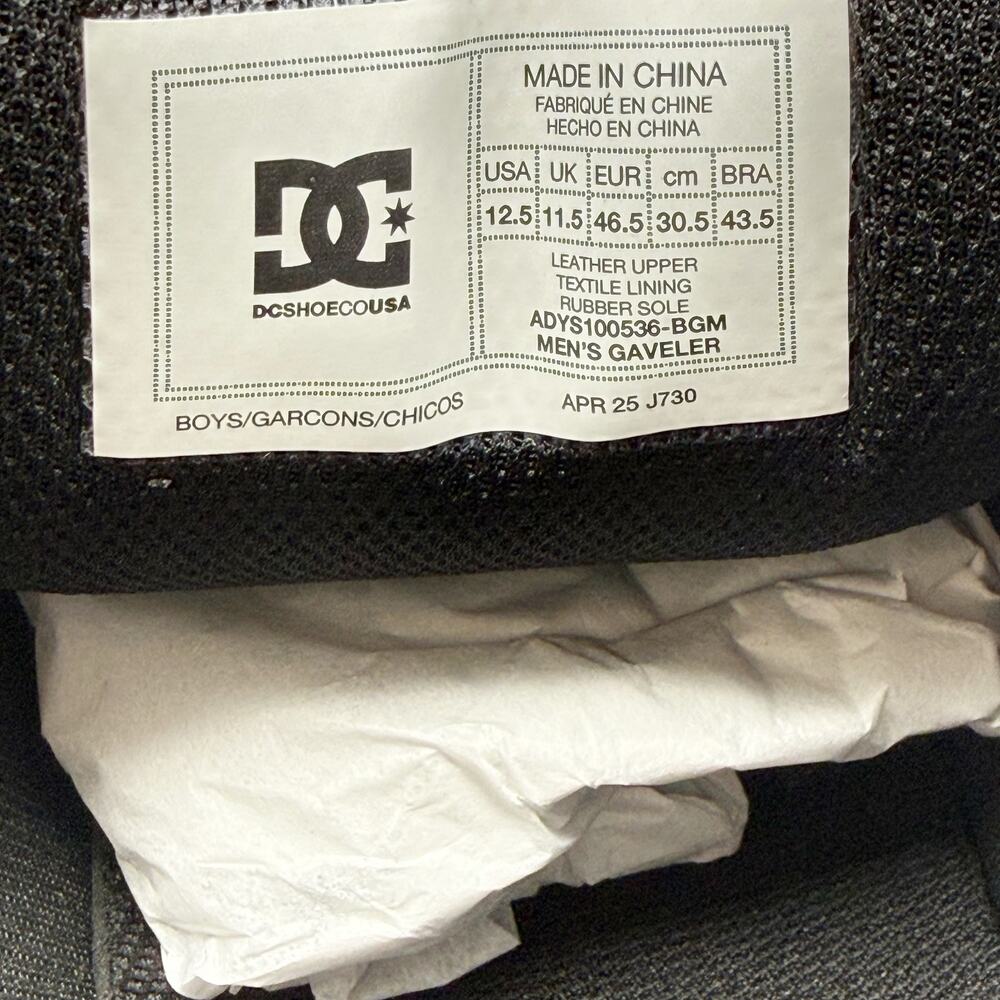 DC Mens Gaveler Low Top Skate Shoes Size 12.5 Black Casual Sneaker NWOB - Picture 12 of 12